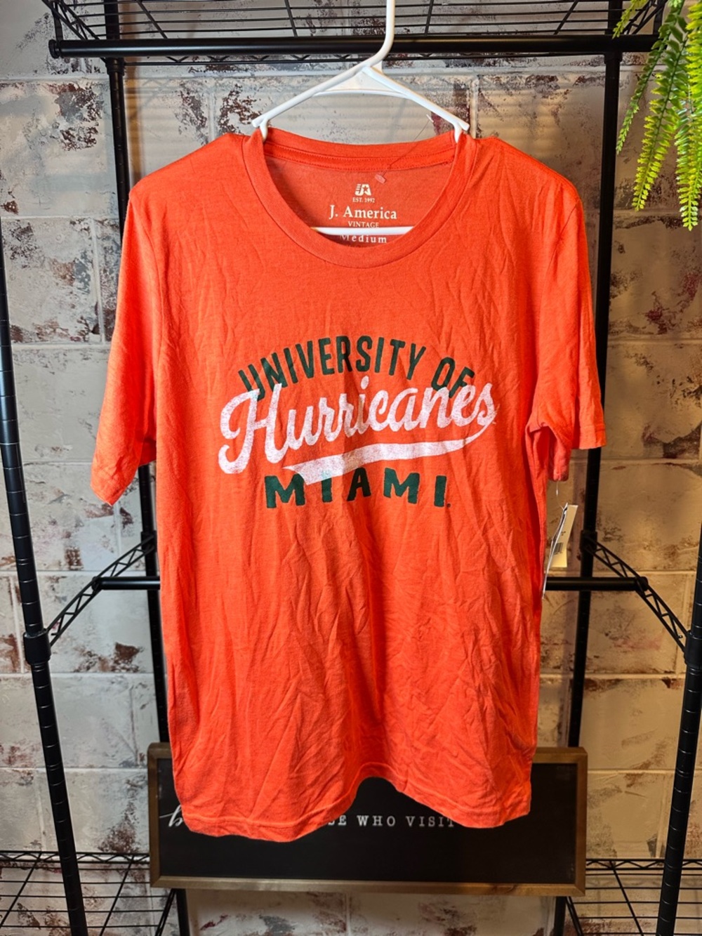 J. America Orange Miami Hurricanes Graphic Crewneck Tee